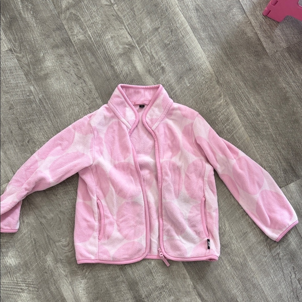 Uniqlo Pink and White Fleece Jacket 3-4Y